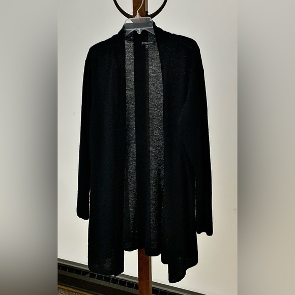Women's XL Black Wool Crepe Eileen Fisher Open Front Cardigan - Picture 8 of 11